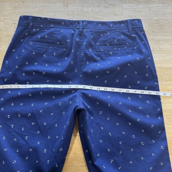 Talbot's Relaxed Chino Pant Size 12 Navy White Anchors Nautical Coastal PRISTINE - Picture 10 of 12